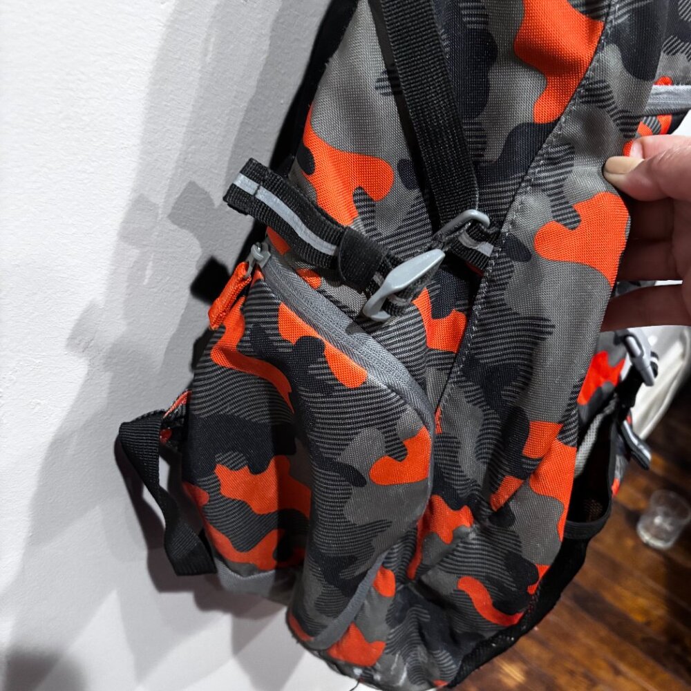 Accessories: Lands End Camouflage Backpack - Orange/Gray/Black - Picture 4 of 13